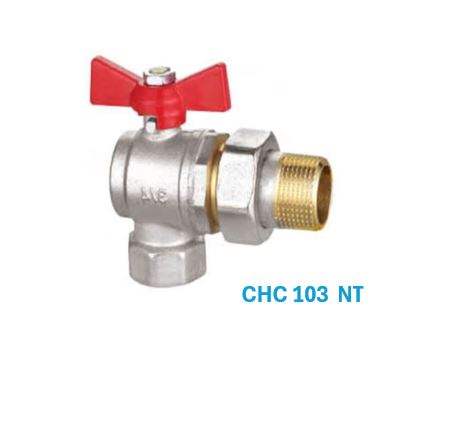 1" BSP Angle union ball valve (Red lever)
