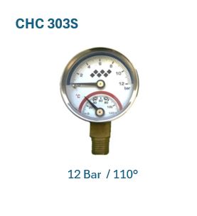 Combined temperature & pressure gauge 50mm Bottom entry