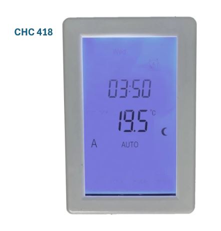 Vertical Touch screen 7 day programmable, floor and or air sensing max 16a switching potential free output