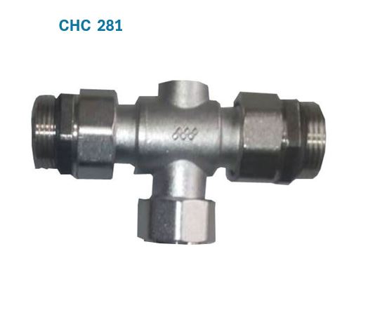 Pair -Manifold center feed split tee 25mm (1') Swivel connections (supplied with two 1" flat face nipples