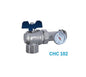 1"  Union valve  Angle type with temp gauge (blue)